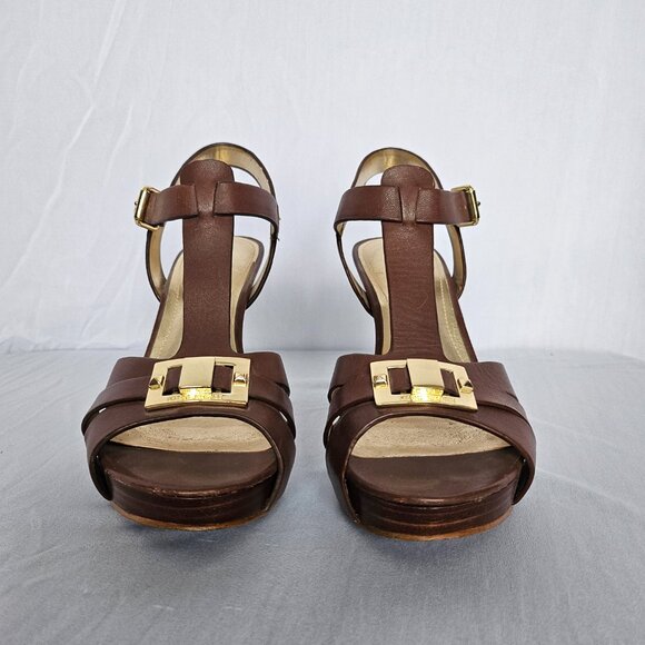 MARC FISHER Brown Stiletto Heels with Gold Accents, Women's Size 6M - Picture 3 of 11